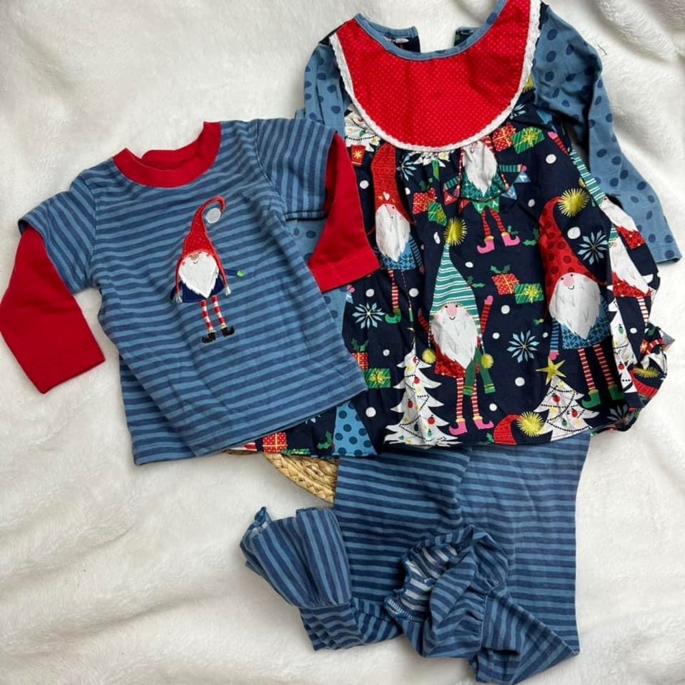 RicRac 12m & 3T Sibling Gnome Set